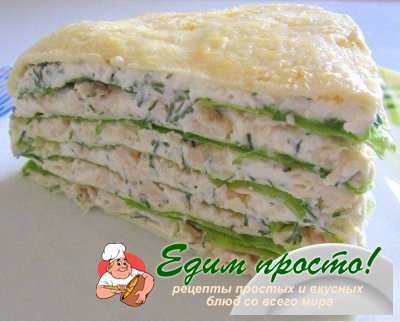 Белковый торт с куриной грудкой